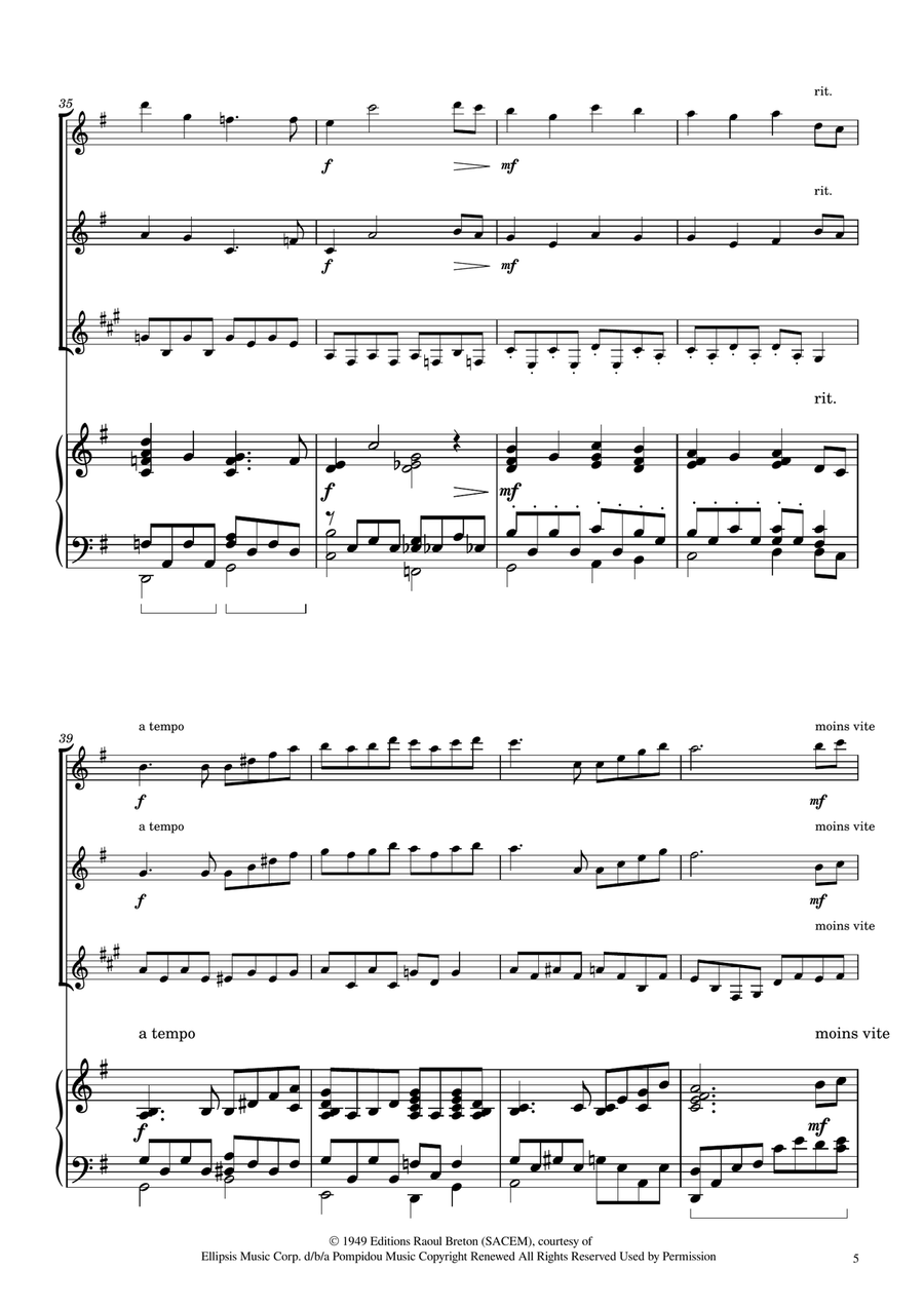Hymne A L'amour Woodwind Trio scores gallery preview page 5