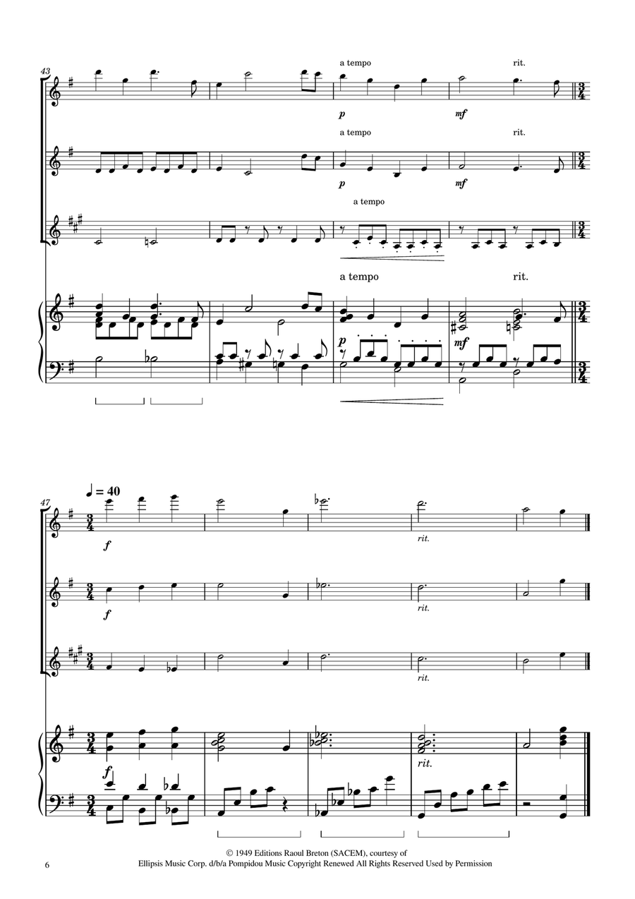 Hymne A L'amour Woodwind Trio scores gallery preview page 6