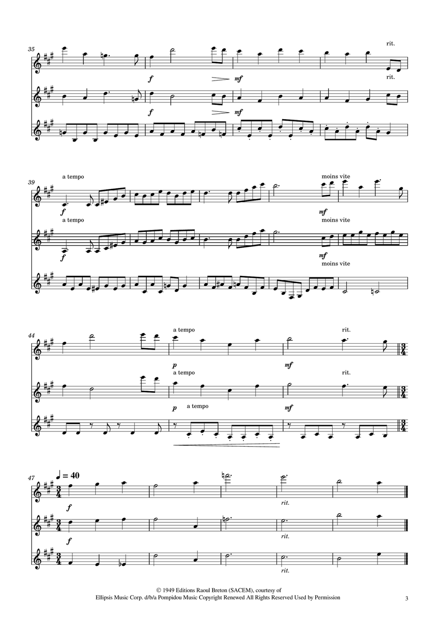 Hymne A L'amour Clarinet Trio scores gallery preview page 3