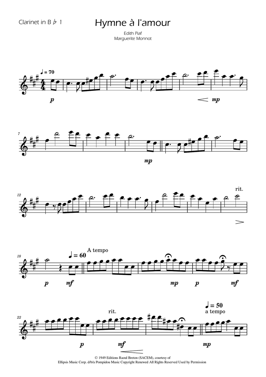 Hymne A L'amour Clarinet Trio scores gallery preview page 4