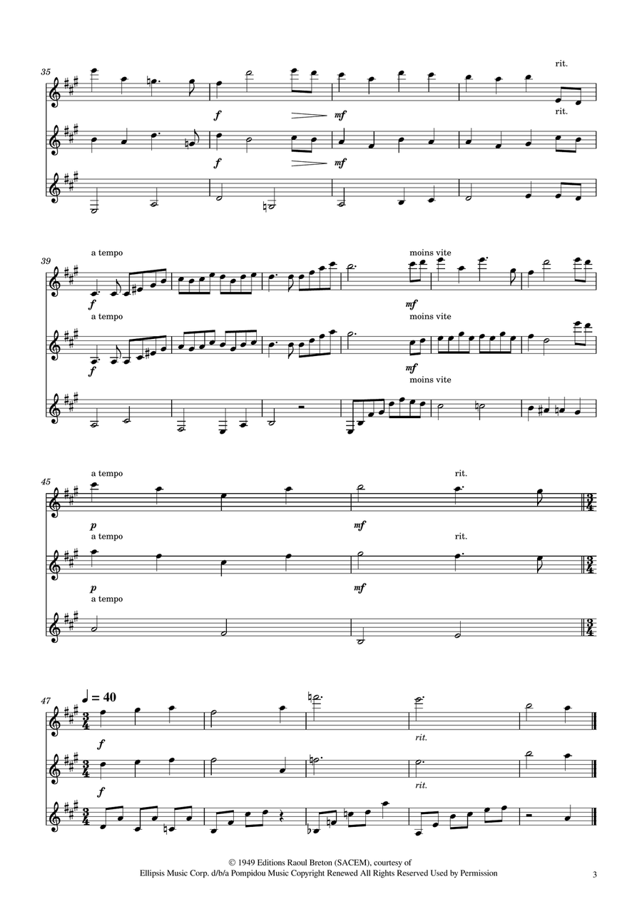 Hymne A L'amour Clarinet Trio scores gallery preview page 3