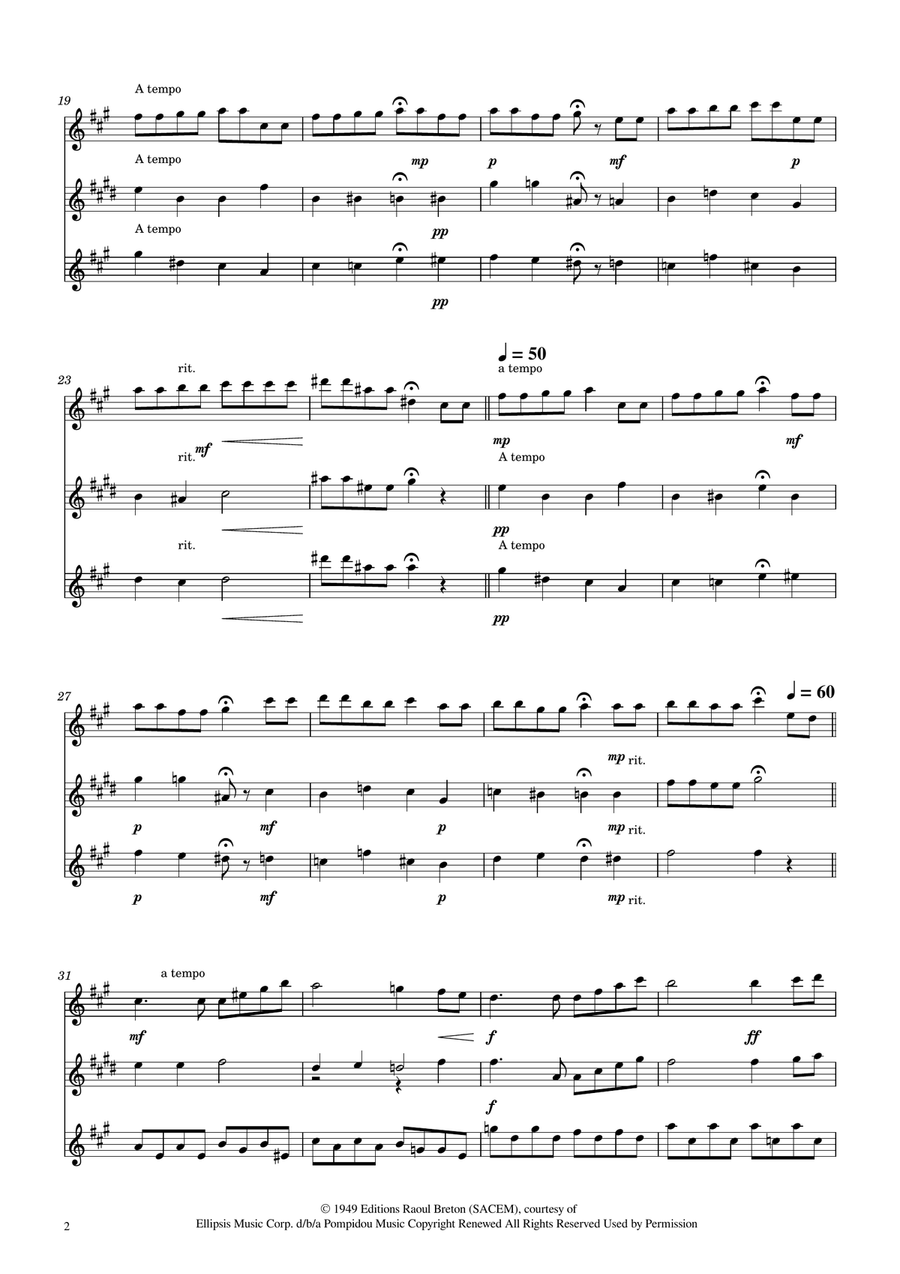 Hymne A L'amour Woodwind Trio scores gallery preview page 2