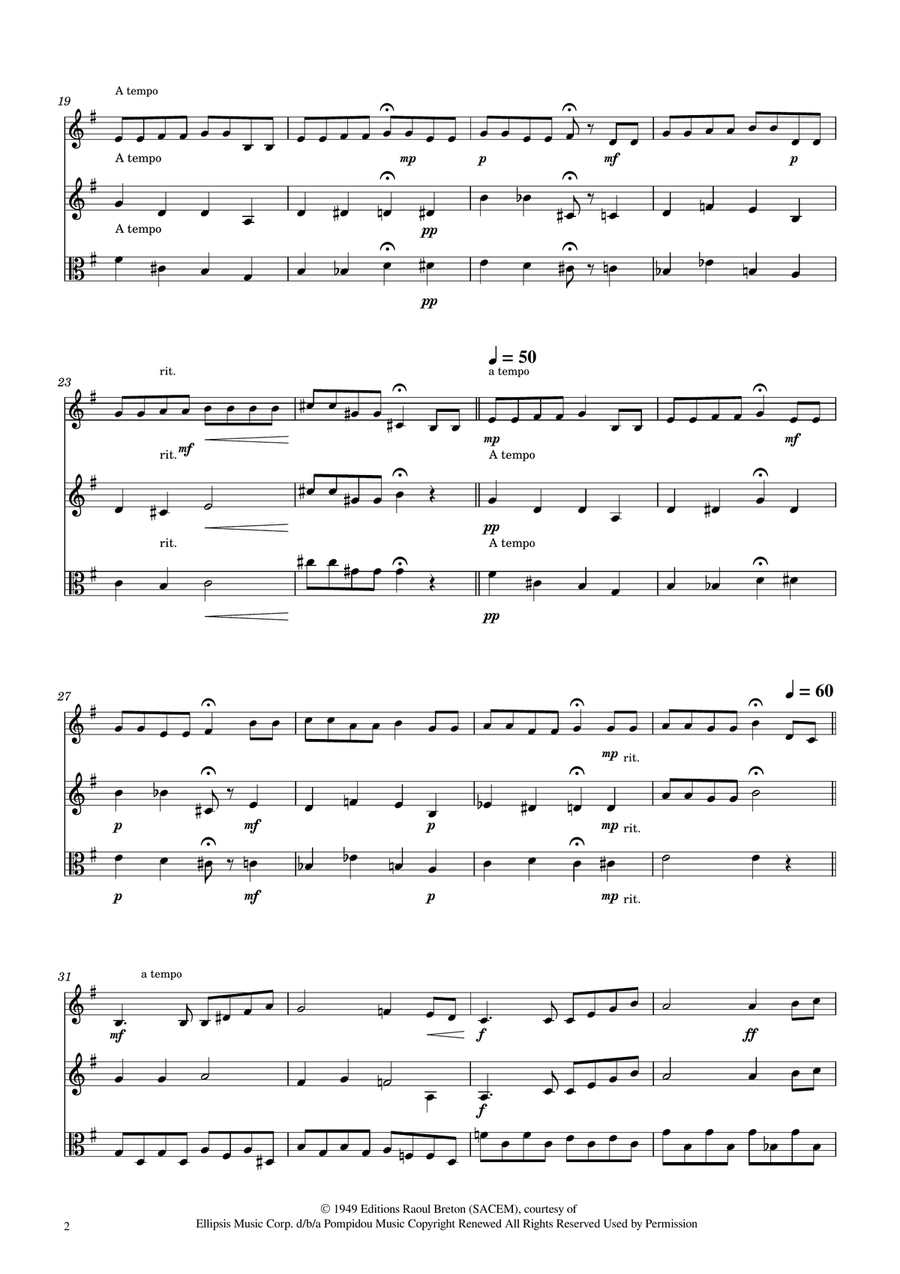 Hymne A L'amour String Trio scores gallery preview page 2