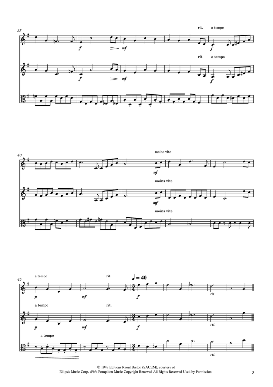 Hymne A L'amour String Trio scores gallery preview page 3