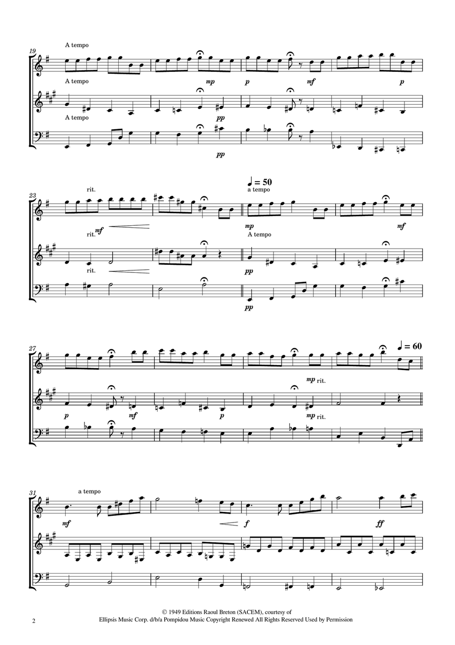Hymne A L'amour Woodwind Trio scores gallery preview page 2