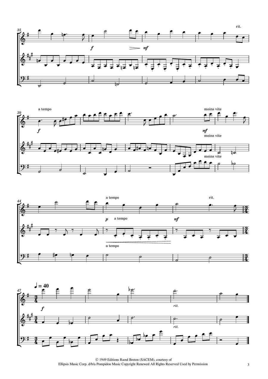 Hymne A L'amour Woodwind Trio scores gallery preview page 3