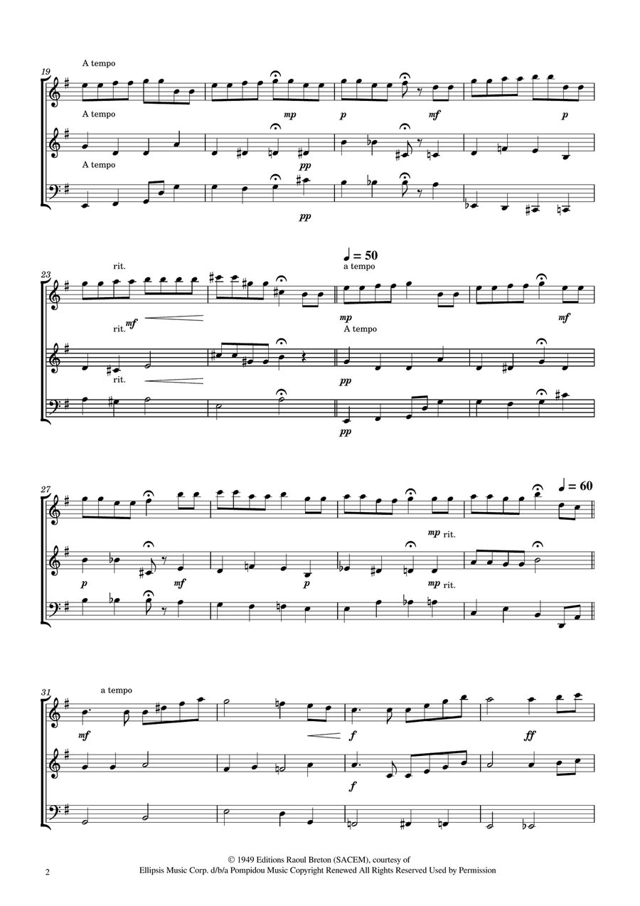 Hymne A L'amour Woodwind Trio scores gallery preview page 2