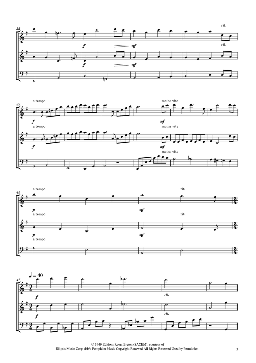 Hymne A L'amour Woodwind Trio scores gallery preview page 3
