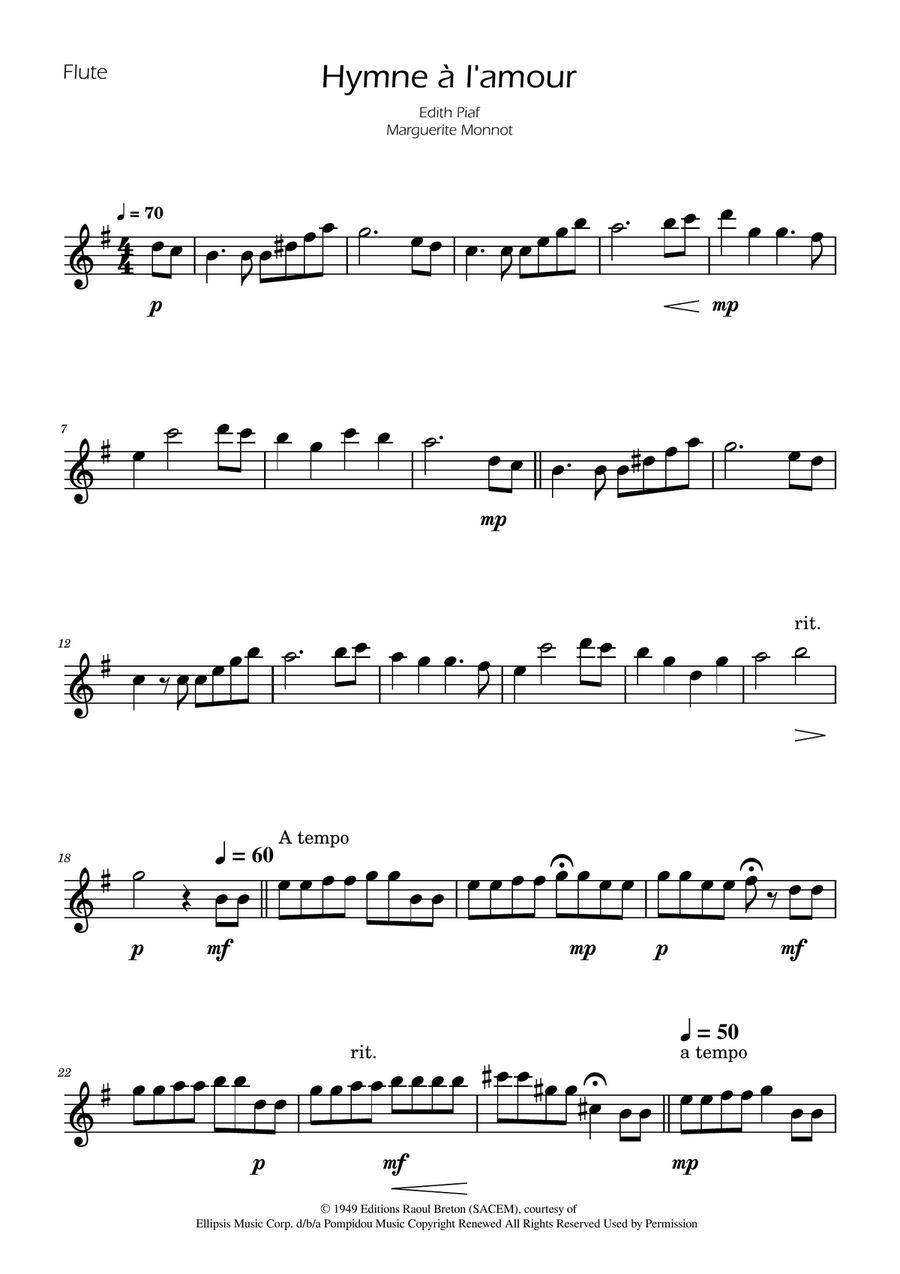 Hymne A L'amour Woodwind Trio scores gallery preview page 4
