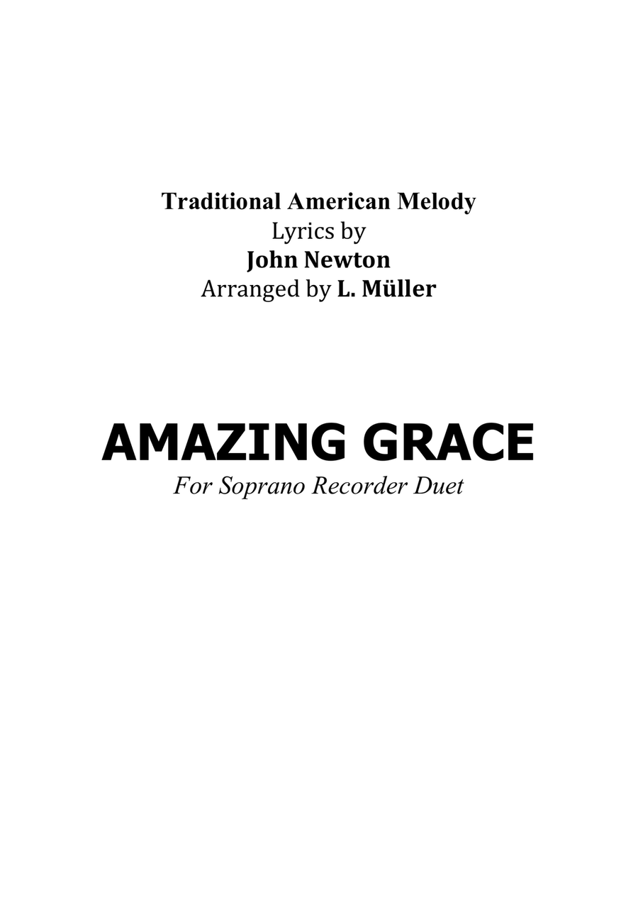Amazing grace - For Soprano Recorder Duet (with chords) Woodwind Duet scores gallery preview page 4