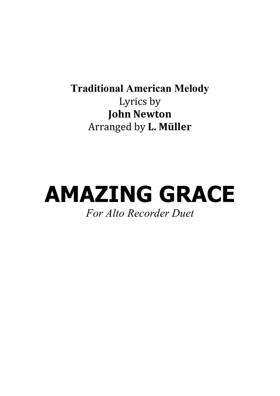 Amazing grace - For Alto Recorder Duet (with chords) Woodwind Duet scores gallery preview page 4