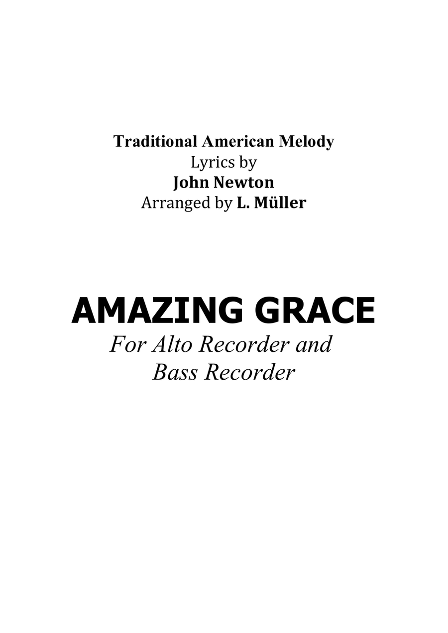 Amazing grace - For Alto Recorder and Bass Recorder (with chords) Woodwind Duet scores gallery preview page 4