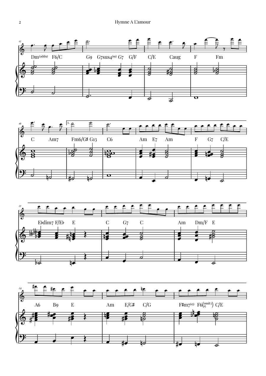 Hymne A L'amour Flute Solo scores gallery preview page 2