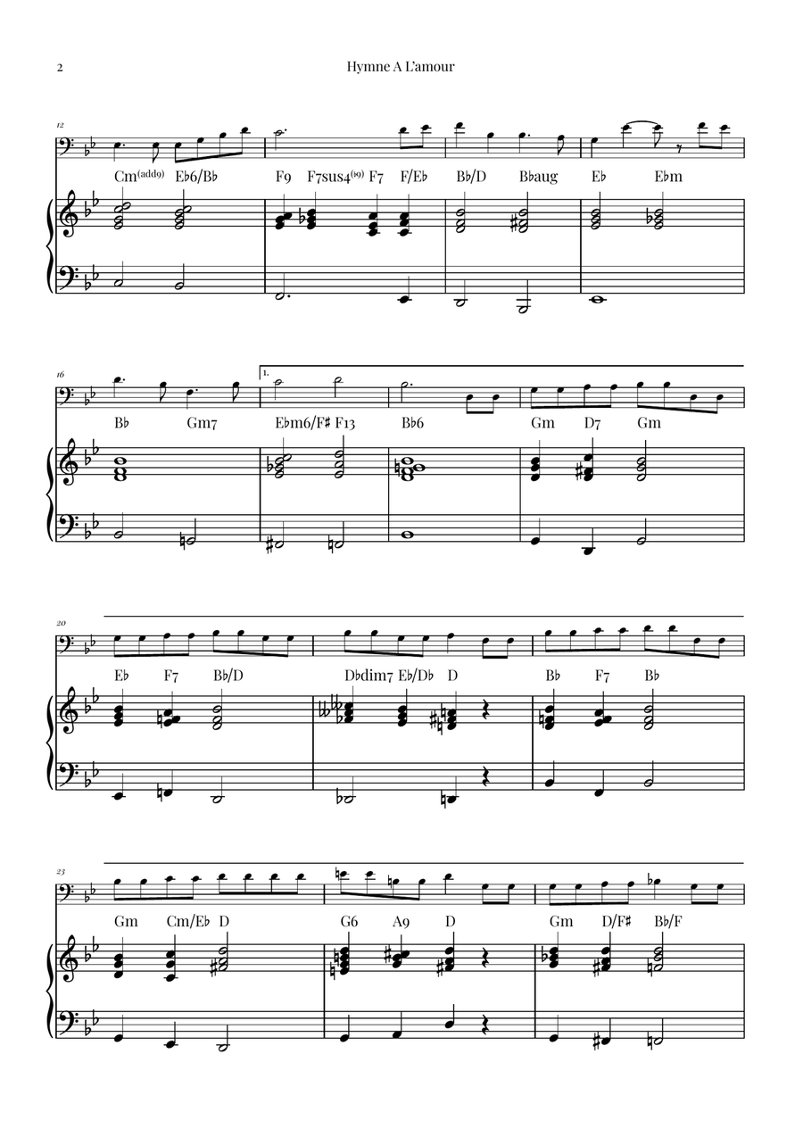 Hymne A L'amour Piano scores gallery preview page 2