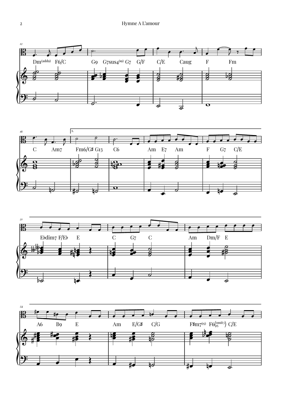 Hymne A L'amour Viola scores gallery preview page 2