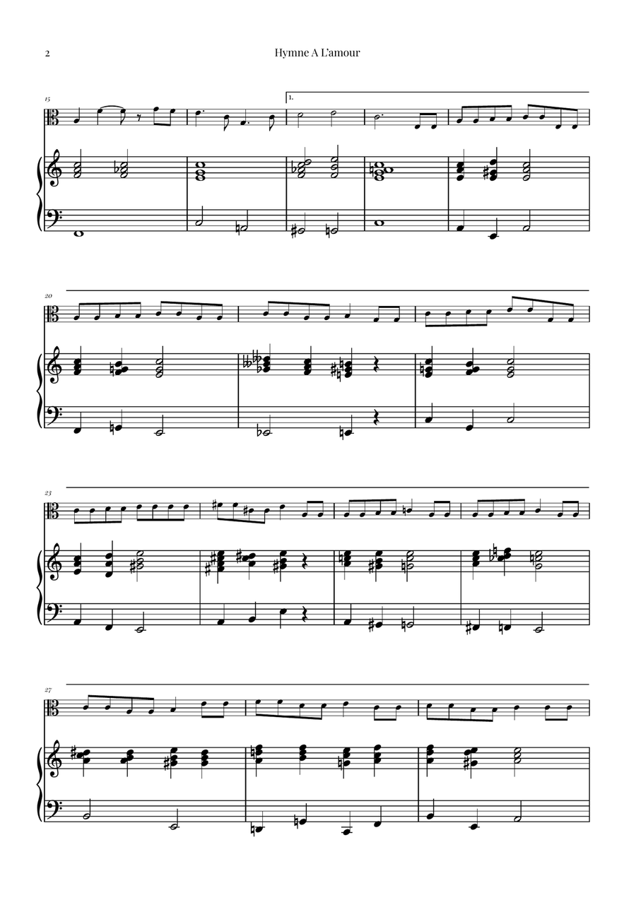 Hymne A L'amour Viola scores gallery preview page 2