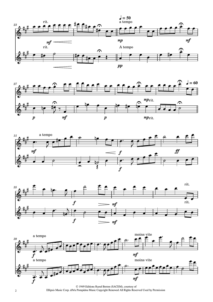 Hymne A L'amour Clarinet Duet scores gallery preview page 2
