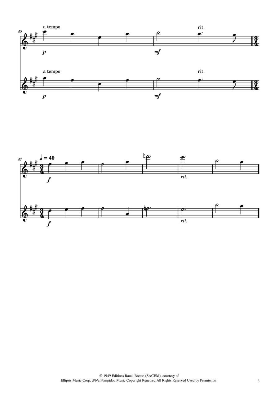 Hymne A L'amour Clarinet Duet scores gallery preview page 3