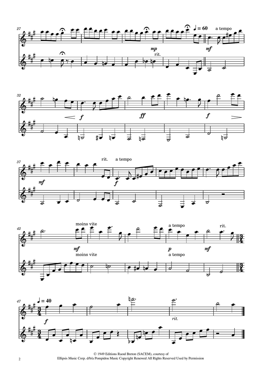 Hymne A L'amour Clarinet Duet scores gallery preview page 2