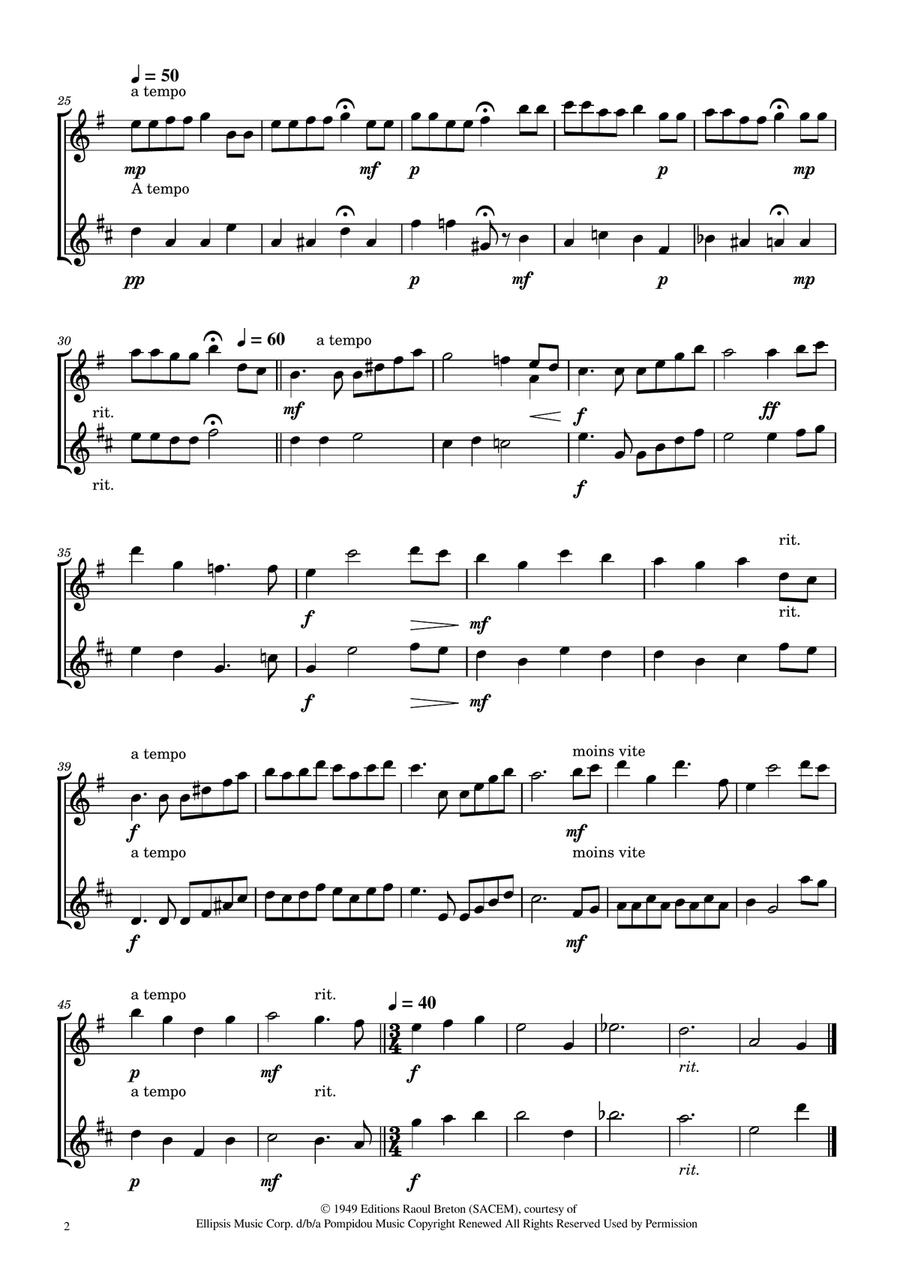 Hymne A L'amour Woodwind Duet scores gallery preview page 2
