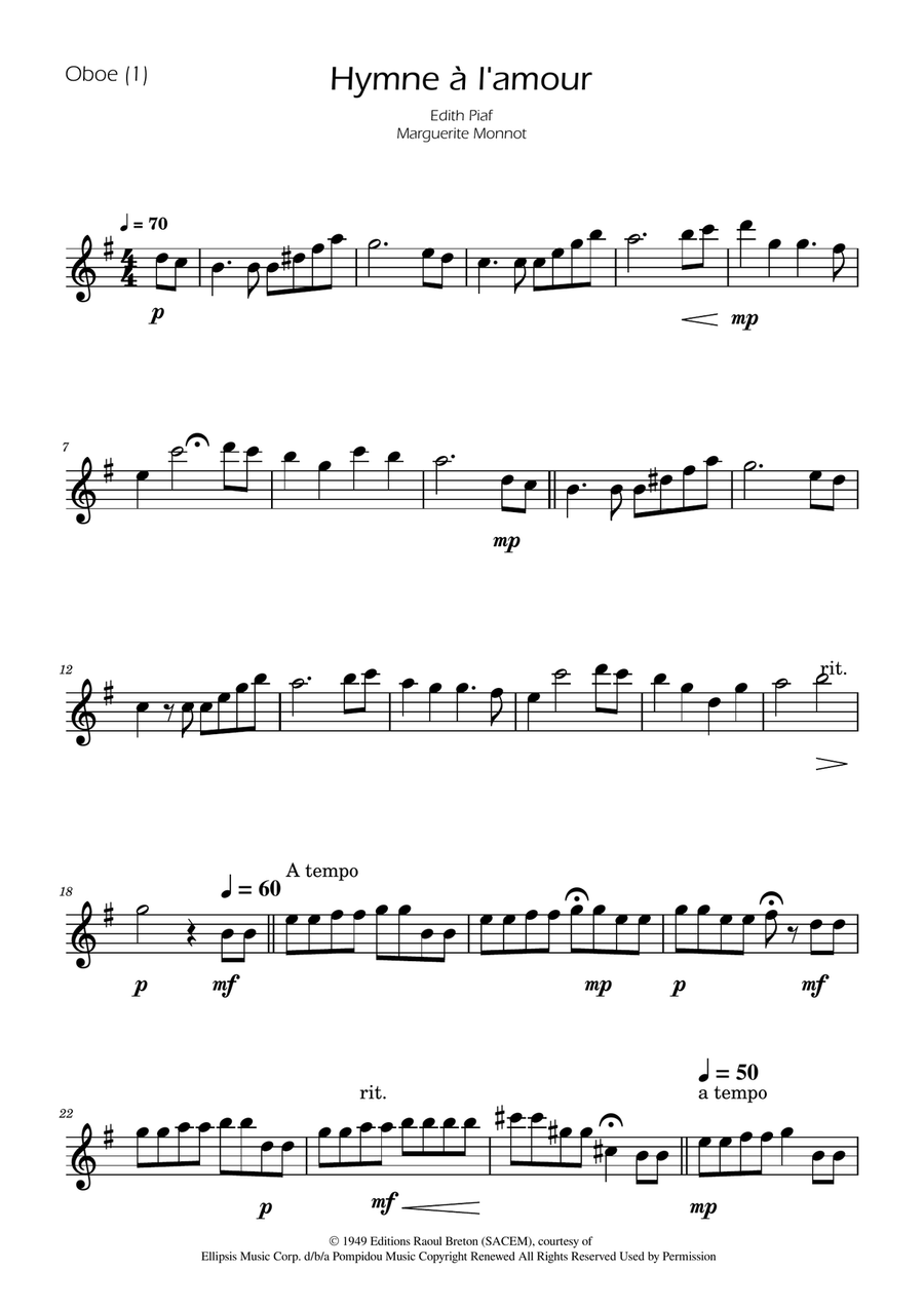 Hymne A L'amour Woodwind Duet scores gallery preview page 3