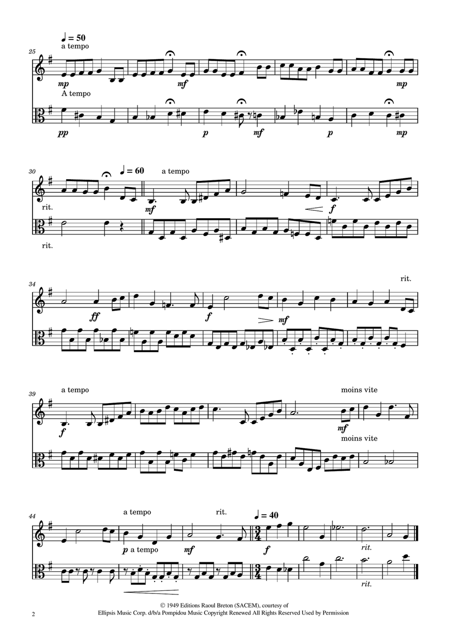 Hymne A L'amour String Duet scores gallery preview page 2