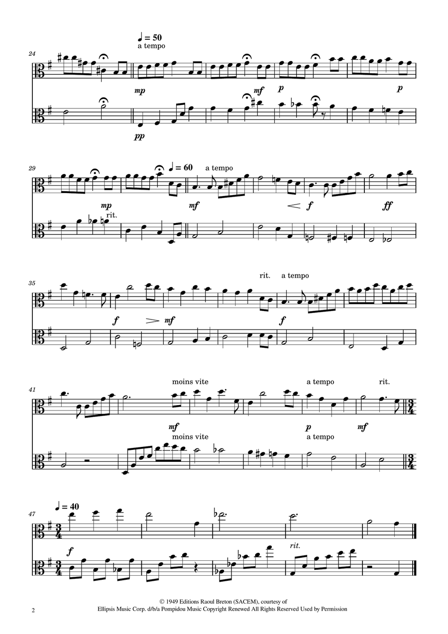 Hymne A L'amour String Duet scores gallery preview page 2