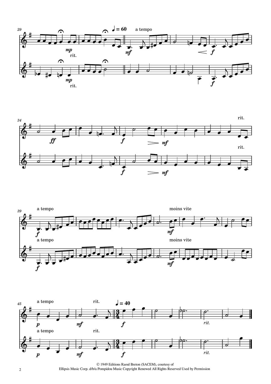 Hymne A L'amour String Duet scores gallery preview page 2