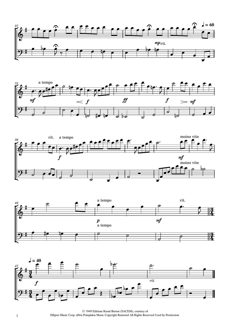 Hymne A L'amour Woodwind Duet scores gallery preview page 2