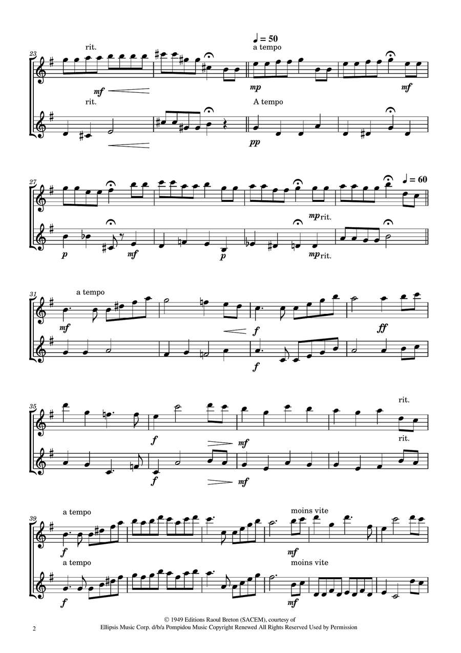 Hymne A L'amour Woodwind Duet scores gallery preview page 2