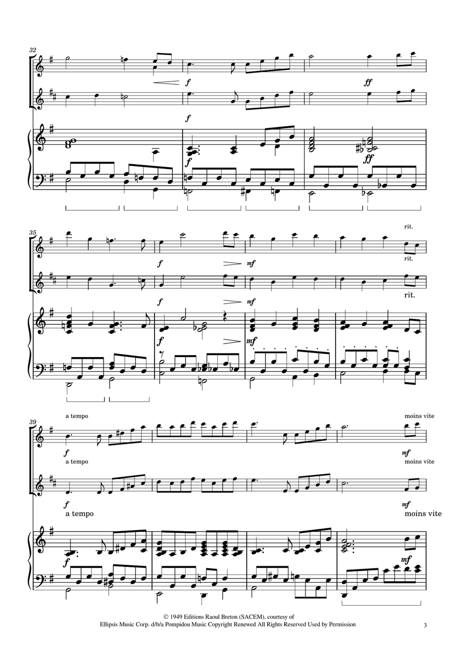 Hymne A L'amour Woodwind Duet scores gallery preview page 3