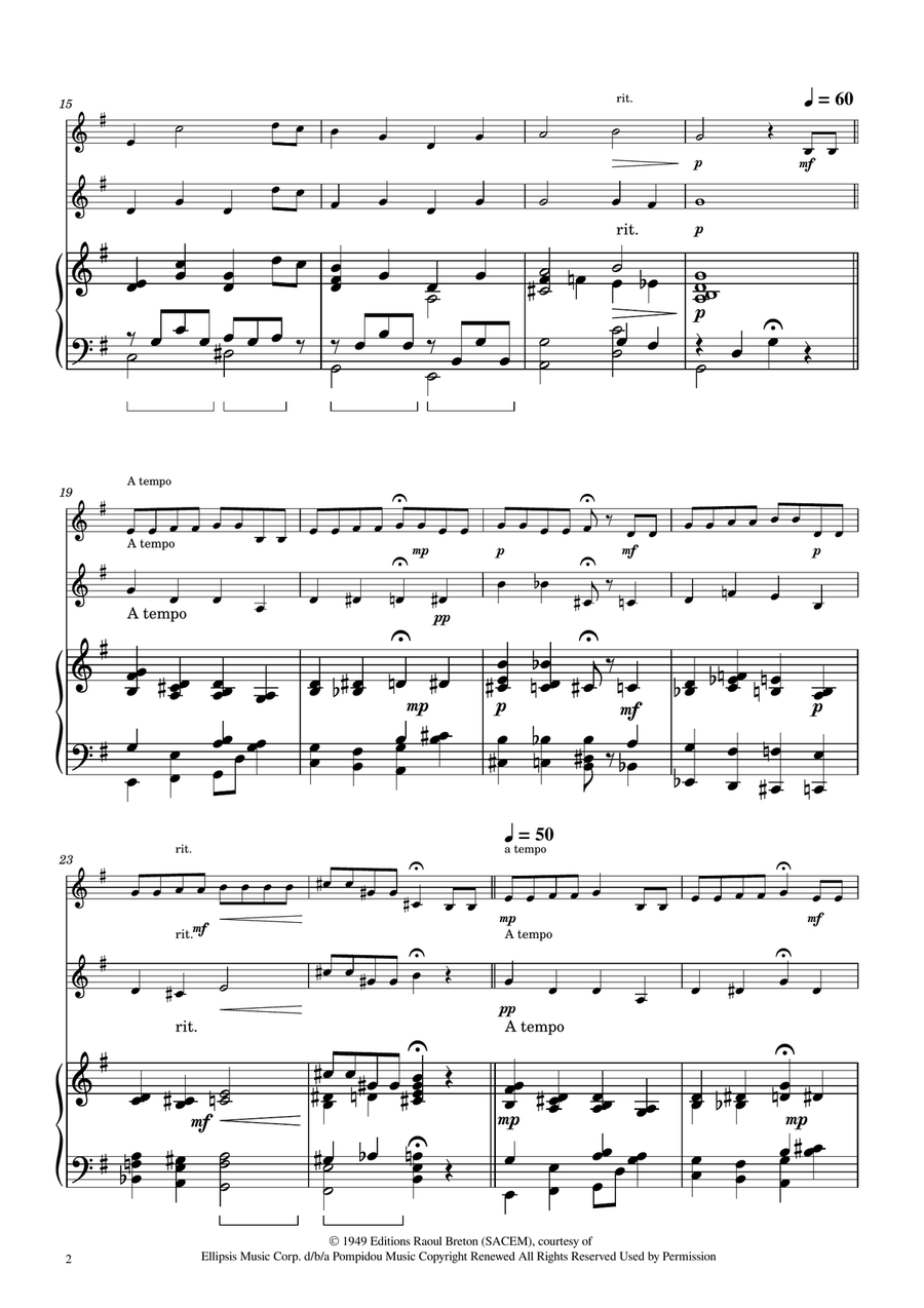 Hymne A L'amour String Duet scores gallery preview page 2