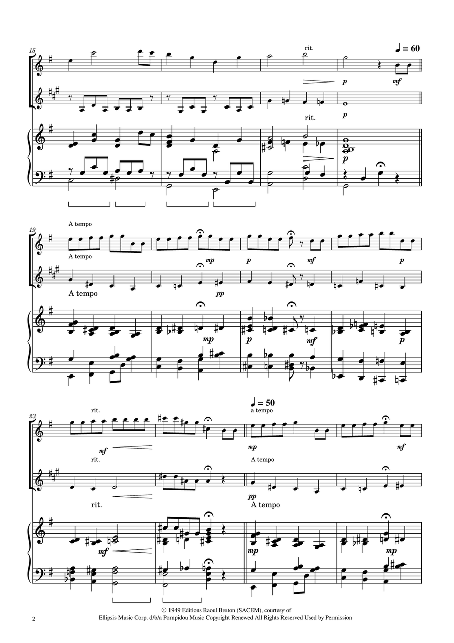 Hymne A L'amour Woodwind Duet scores gallery preview page 2