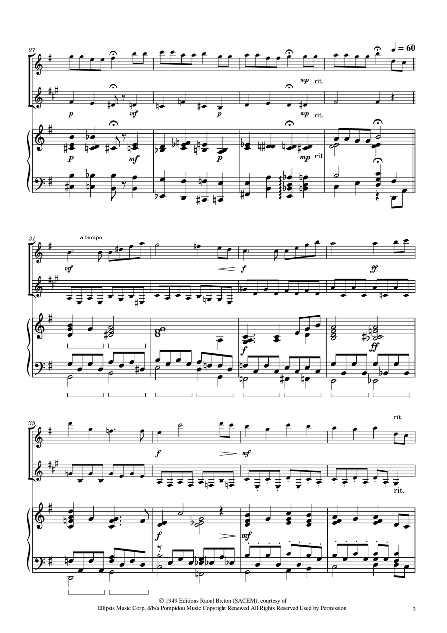 Hymne A L'amour Woodwind Duet scores gallery preview page 3