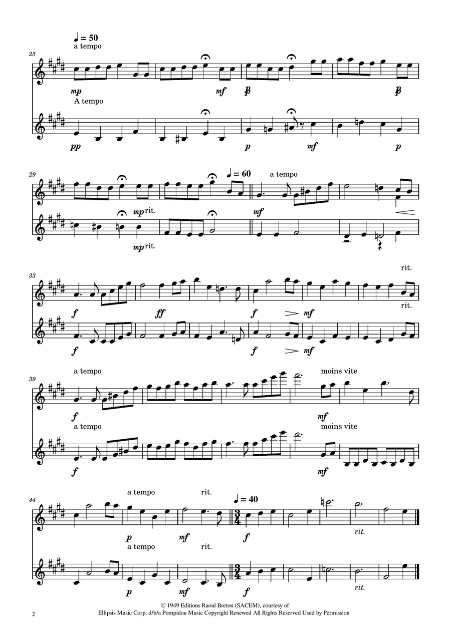 Hymne A L'amour Woodwind Duet scores gallery preview page 2