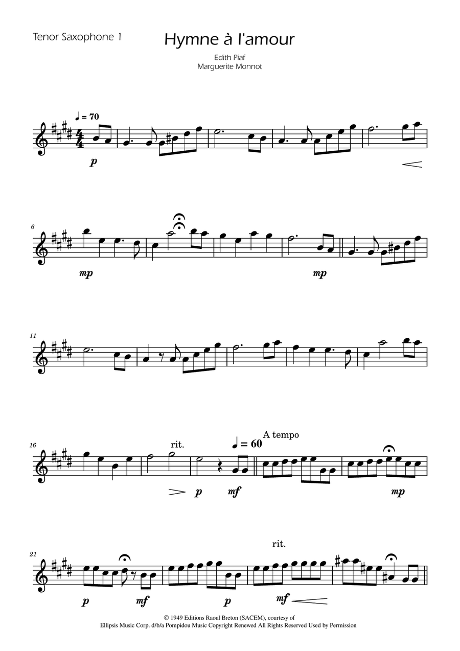 Hymne A L'amour Woodwind Duet scores gallery preview page 3