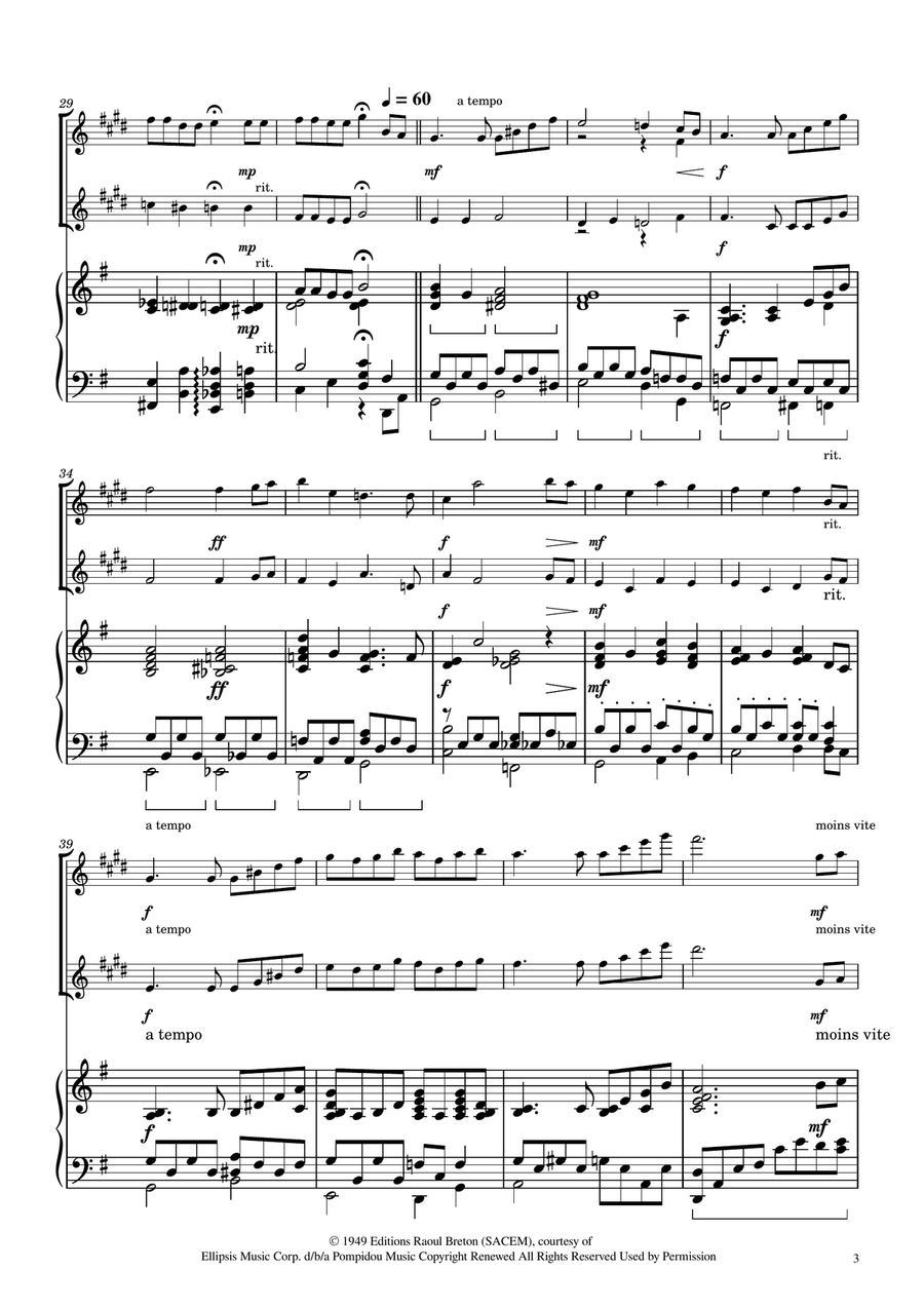 Hymne A L'amour Woodwind Duet scores gallery preview page 3