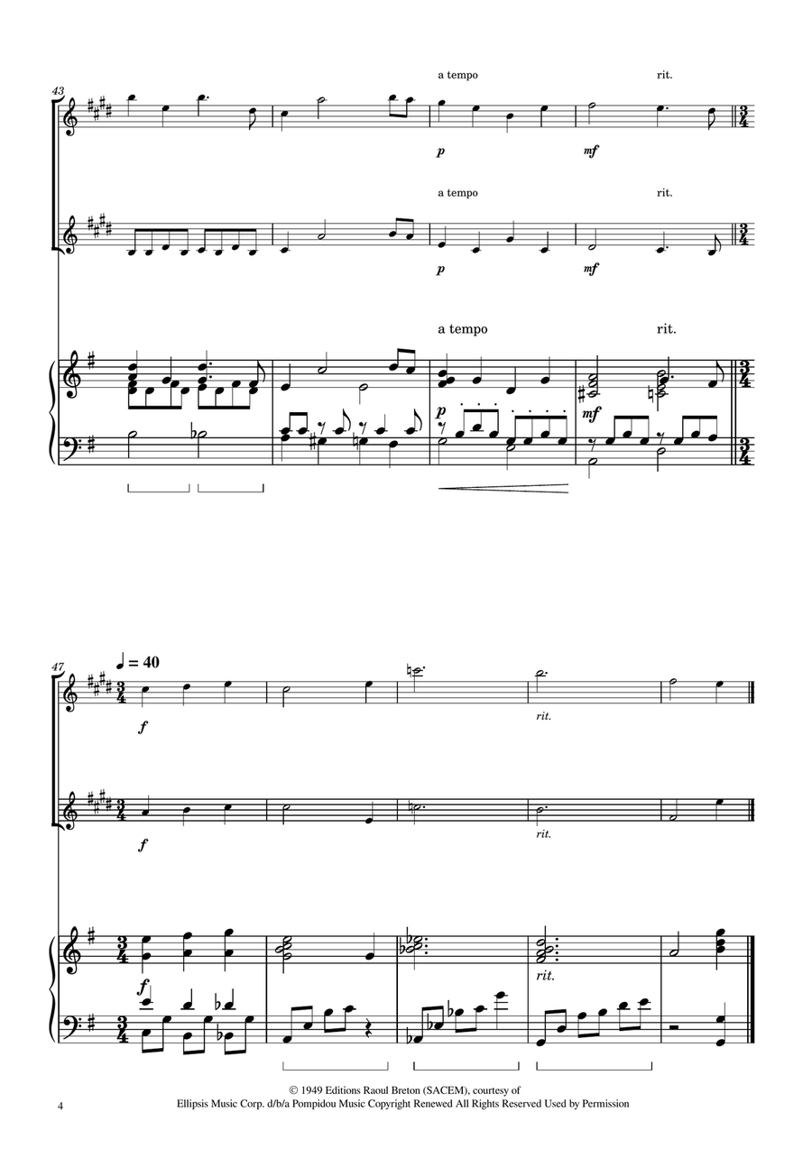 Hymne A L'amour Woodwind Duet scores gallery preview page 4