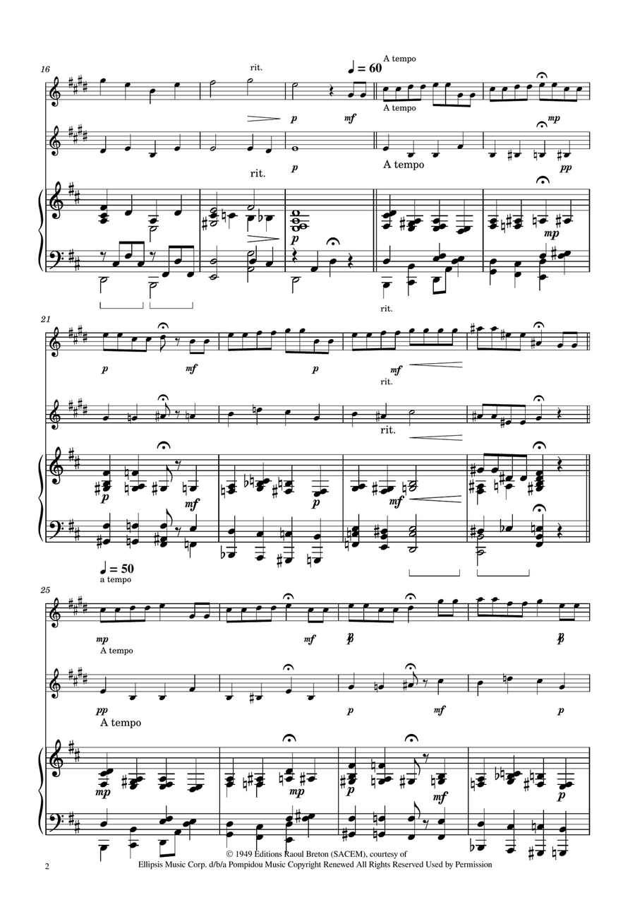 Hymne A L'amour Woodwind Duet scores gallery preview page 2