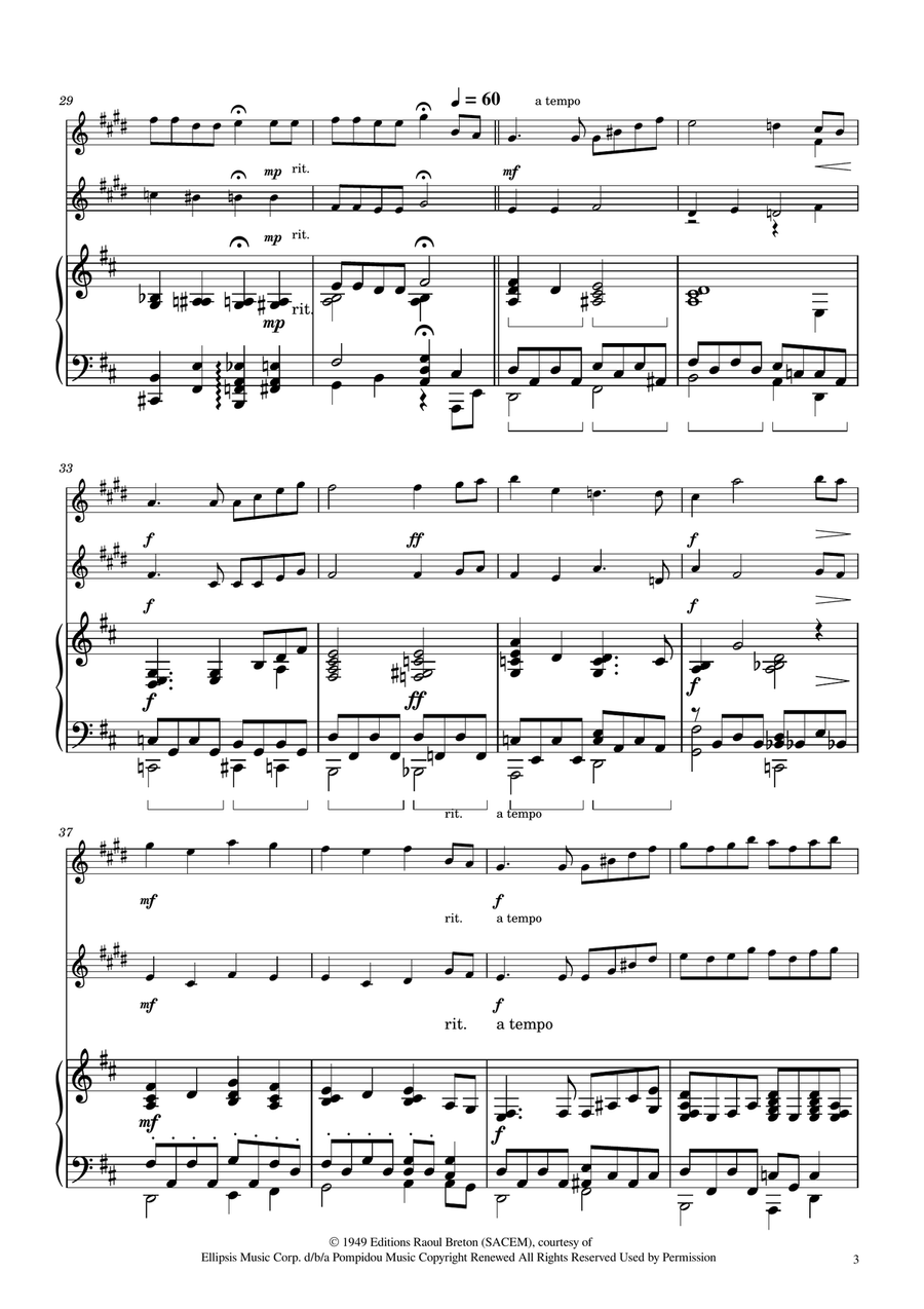 Hymne A L'amour Woodwind Duet scores gallery preview page 3