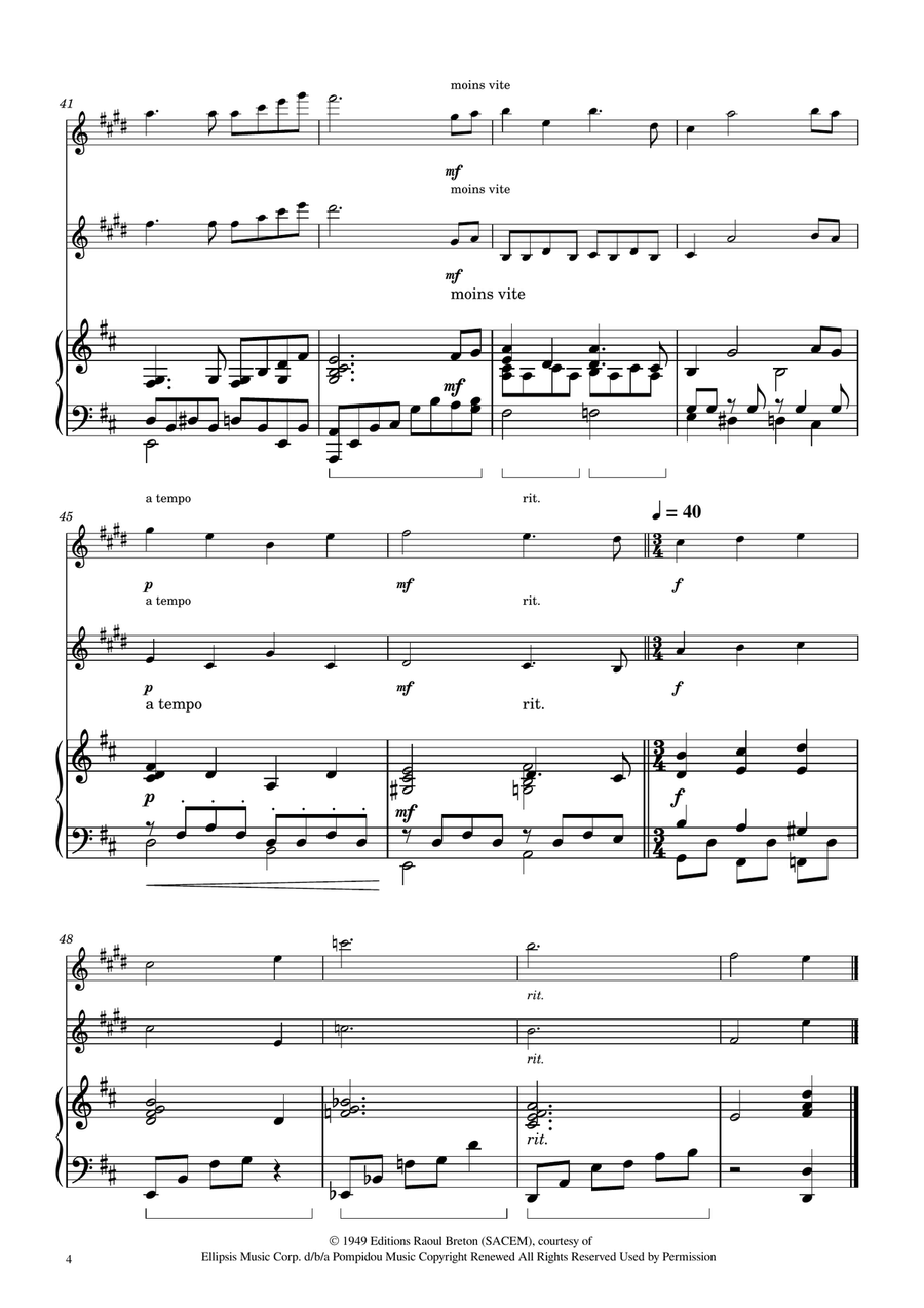 Hymne A L'amour Woodwind Duet scores gallery preview page 4