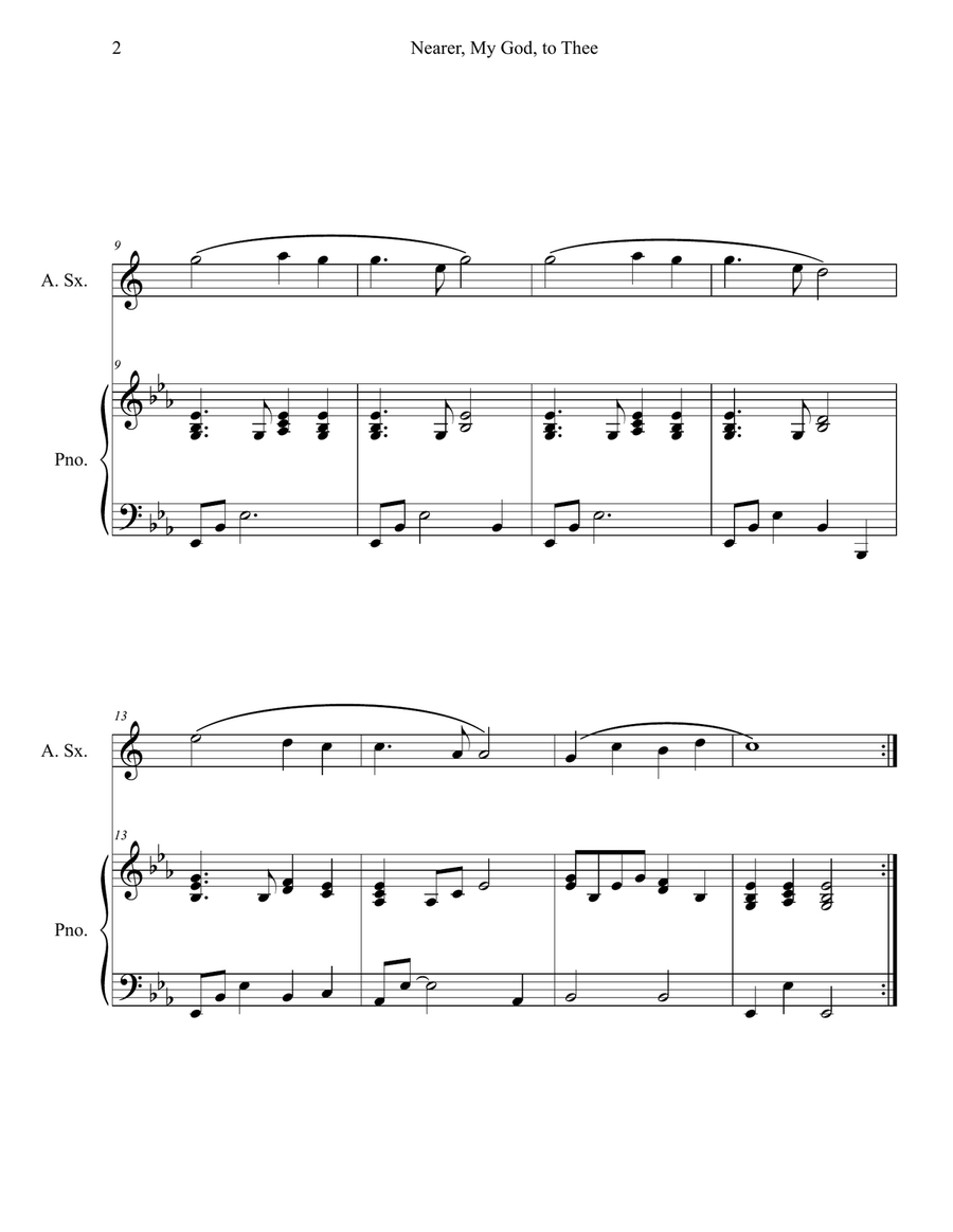 Nearer My God to Thee (Alto Sax Solo with Piano Accompaniment) Alto Saxophone scores gallery preview page 2