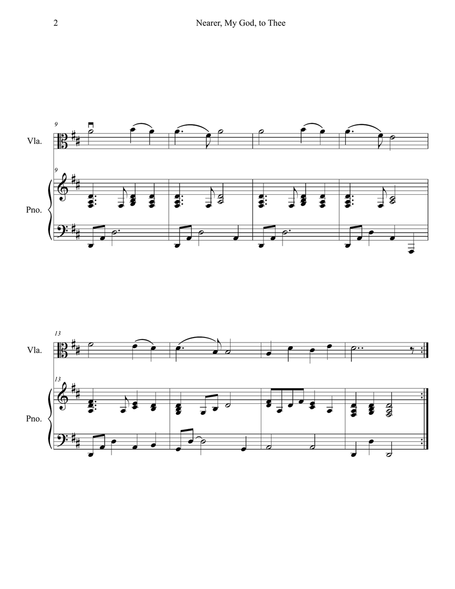 Nearer My God to Thee (Viola Solo with Piano Accompaniment) Piano scores gallery preview page 2