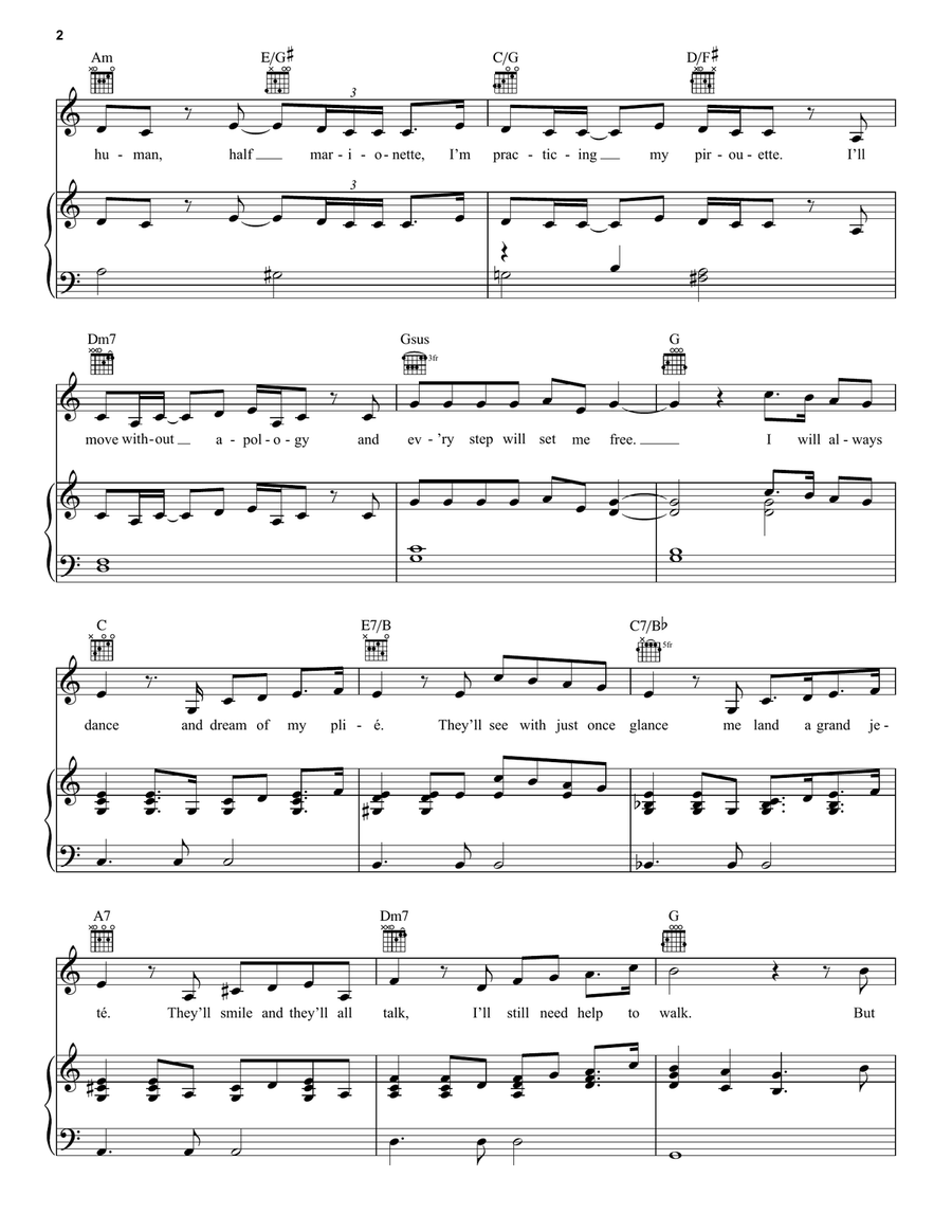 I Will Always Dance (from Pinocchio) (2022) Piano, Vocal, Guitar scores gallery preview page 2