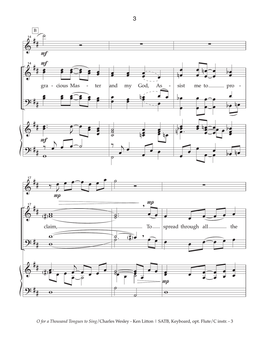 O for a Thousand Tongues to Sing 4-Part scores gallery preview page 3