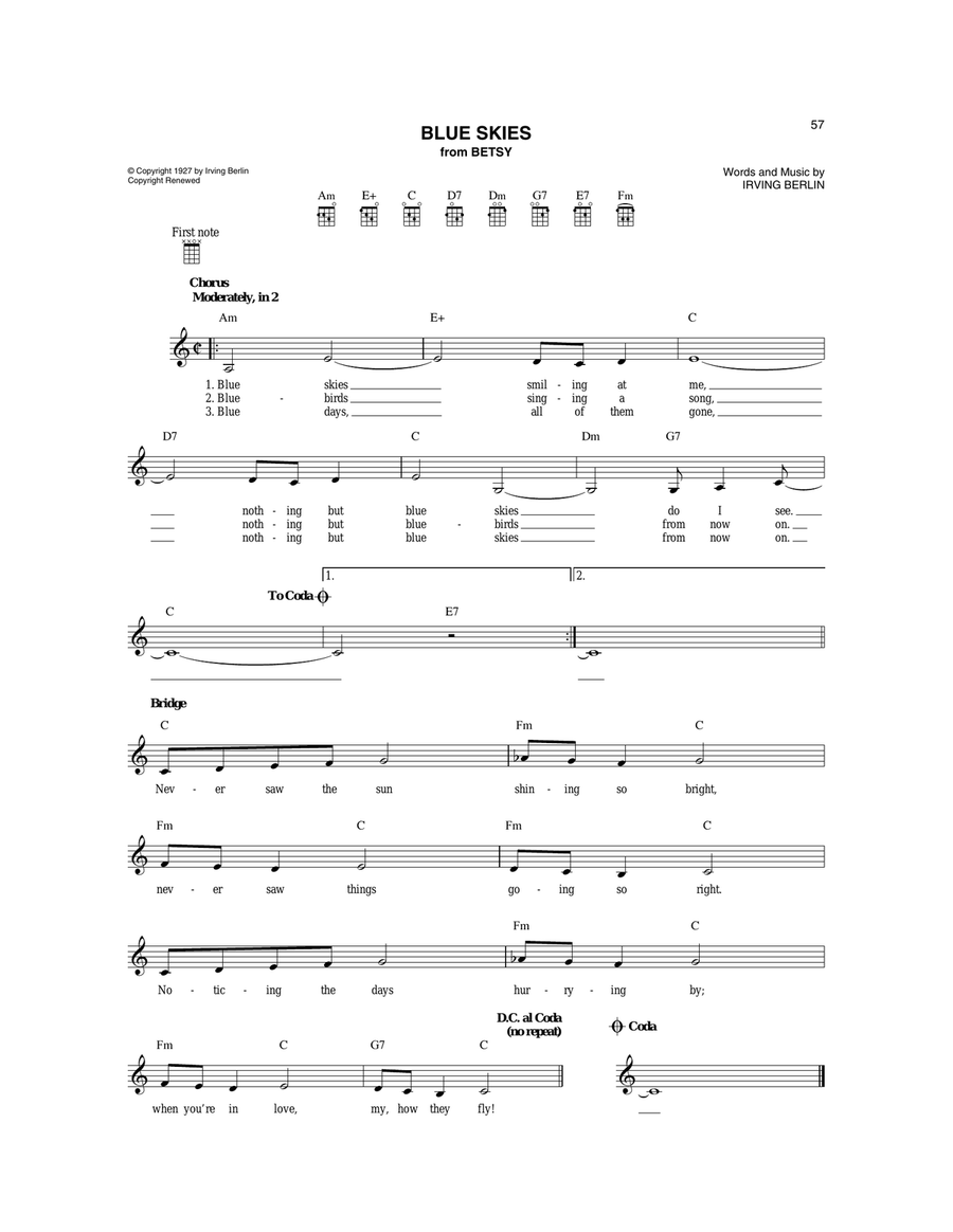 Blue Skies Blue Skies Mandolin scores gallery preview page 1