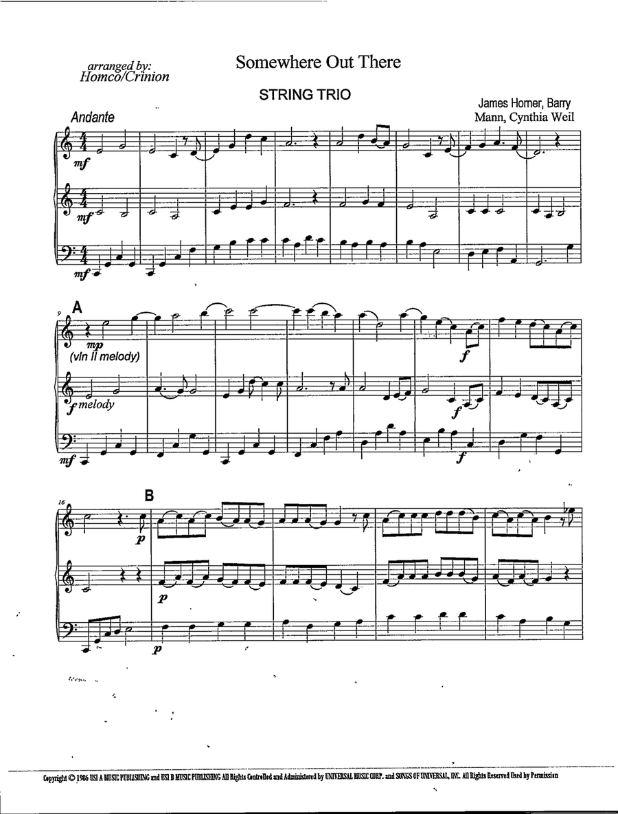 Somewhere Out There String Trio scores gallery preview page 2
