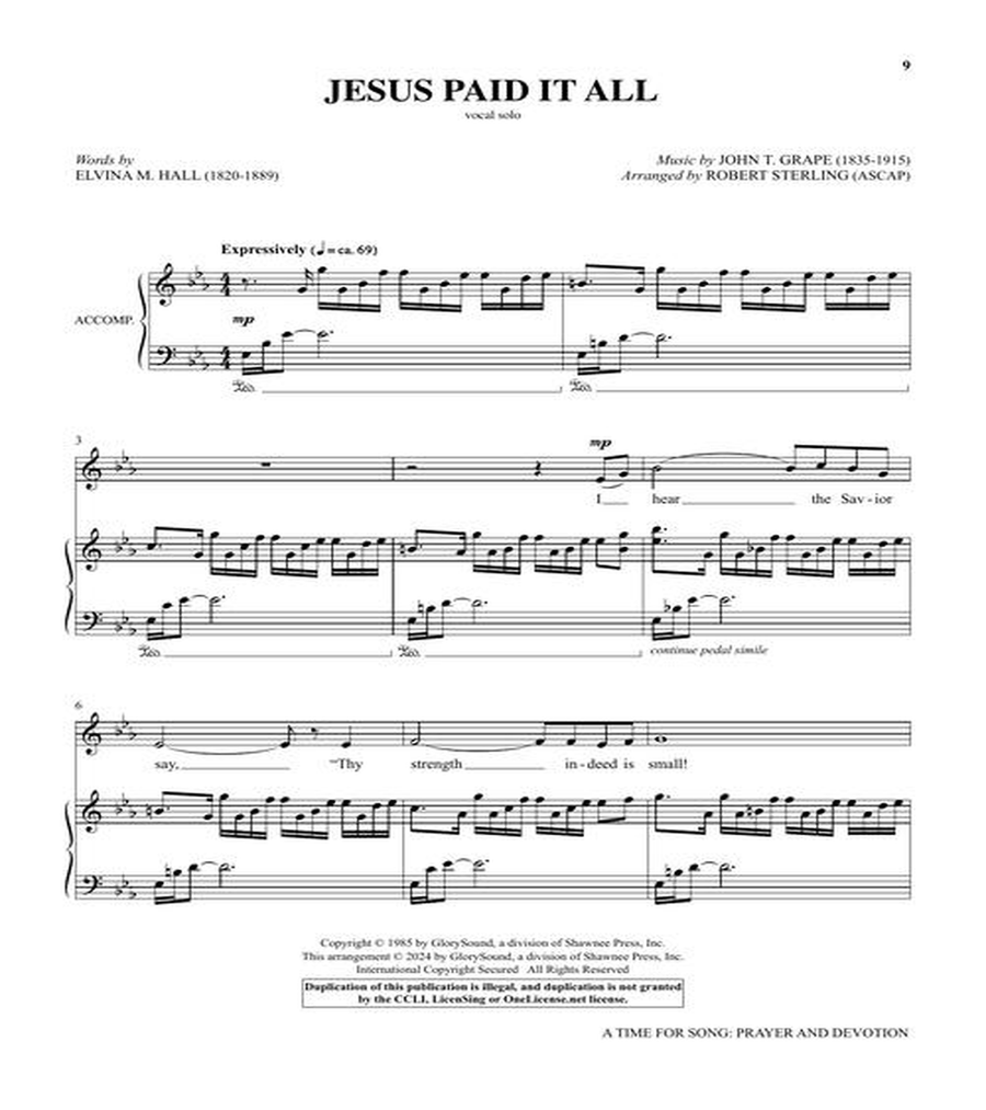 A Time for Song – Volume 2: Solos for Prayer and Devotion Choir scores gallery preview page 5