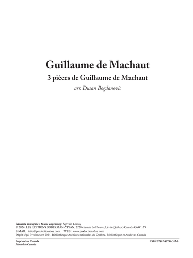 3 pièces de Guillaume de Machaut