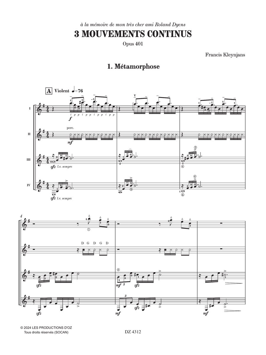 3 Mouvements continus Guitar Ensemble scores gallery preview page 2